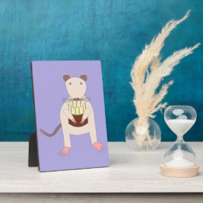 Siamese Rat with Birthday Cake Plaque