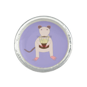 Siamese Rat with Birthday Cake Ring
