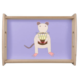 Siamese Rat with Birthday Cake Serving Tray