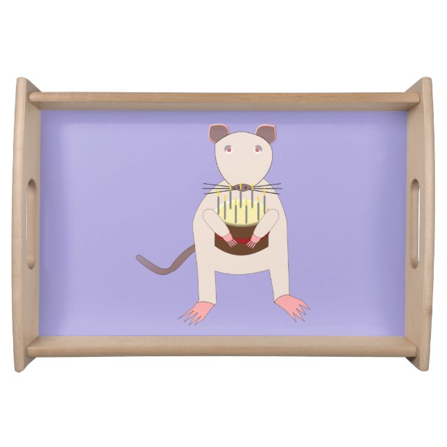 Siamese Rat with Birthday Cake Serving Tray (Front)