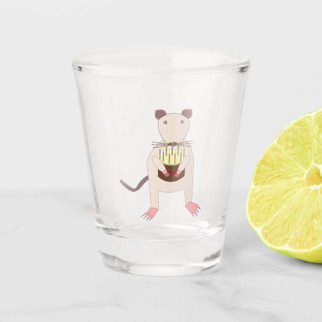 Siamese Rat with Birthday Cake Shot Glass (Front)