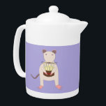 Siamese Rat with Birthday Cake Teapot<br><div class="desc">This awesome teapot features a graphic image of a cute Siamese fancy rat with a cream colored body, pink feet and paws, brown ears, nose and tail and little red eyes. The sweet little rat is holding a tasty Birthday cake in its paws. The cake is a chocolate cake topped...</div>