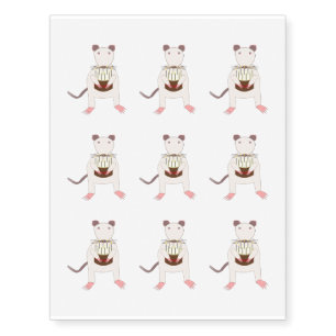 Siamese Rat with Birthday Cake Temporary Tattoos