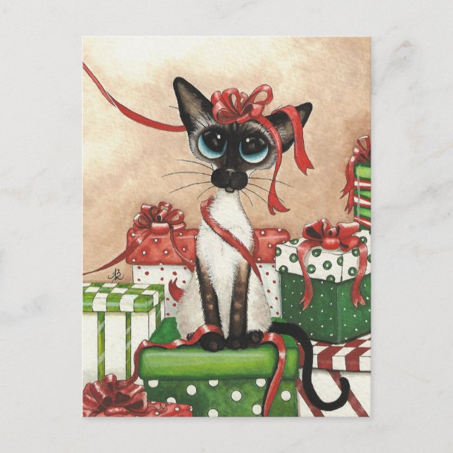 Siamese Red Ribbon Postcard (Front)
