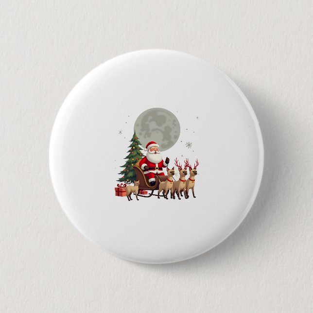 Siamese Reindeer Christmas Siamese Cat Lover Gifts Button (Front)