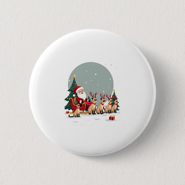Siamese Reindeer Christmas Siamese Cat Lover Gifts Button (Front)