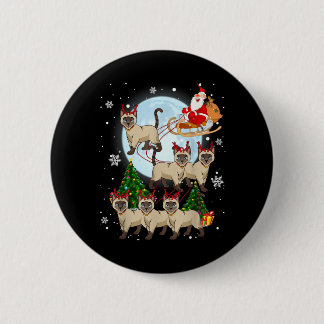 Siamese Reindeer Christmas Siamese Cat Lover Gifts Button