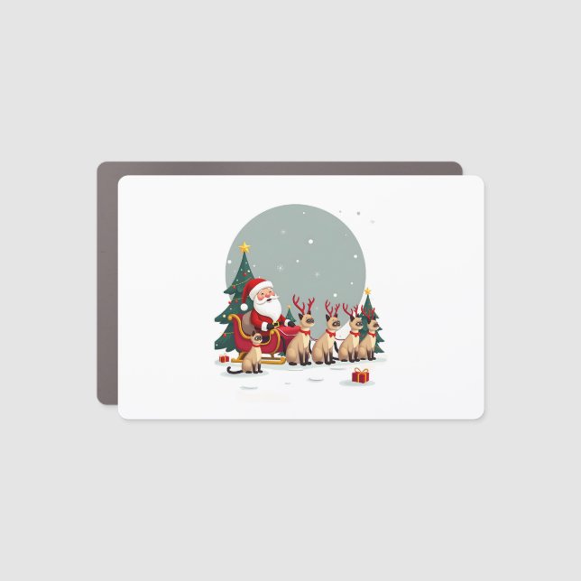 Siamese Reindeer Christmas Siamese Cat Lover Gifts Car Magnet (Front)