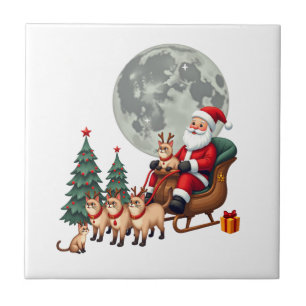 Siamese Reindeer Christmas Siamese Cat Lover Gifts Ceramic Tile