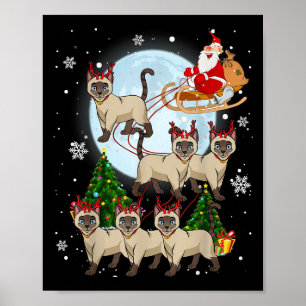 Siamese Reindeer Christmas Siamese Cat Lover Men W Poster