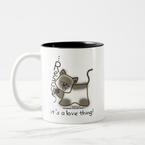 Siamese RESCUEits a love thing Two_Tone Coffee Mug