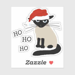 Siamese Santa Cat Ho Ho Ho Sticker