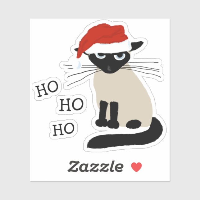 Siamese Santa Cat Ho Ho Ho Sticker (Sheet)