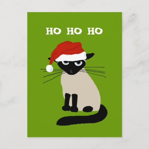 Siamese Santa Clause _ Funny Kitty Cat Christmas Holiday Postcard