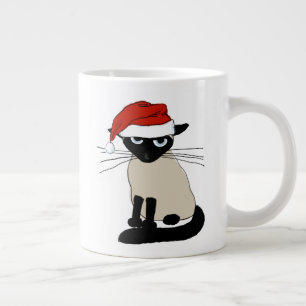 Siamese Santa   Funny Christmas Holiday Kitty Cat Giant Coffee Mug