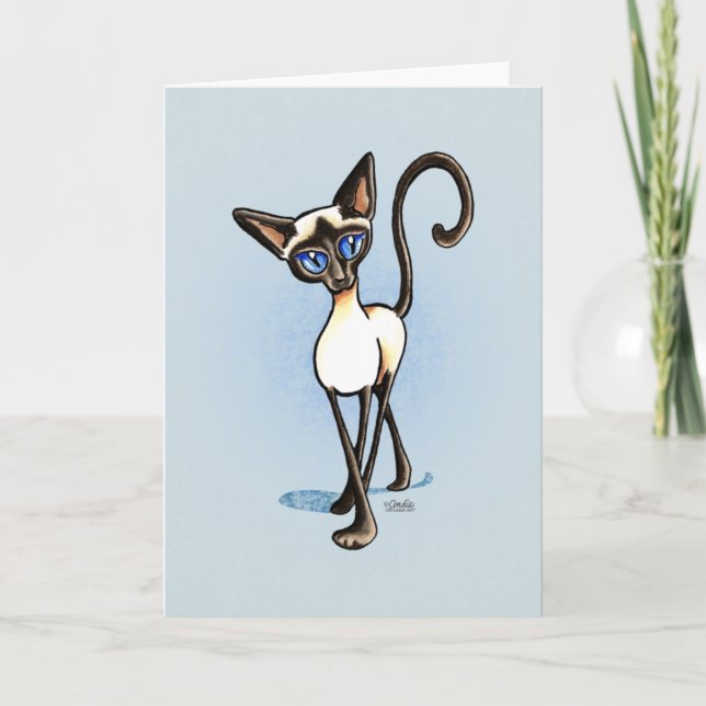 Siamese Seal Point Crosswalk Off-Leash Art™ Card (Front)