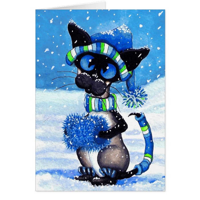 Siamese Snow Greeting Card