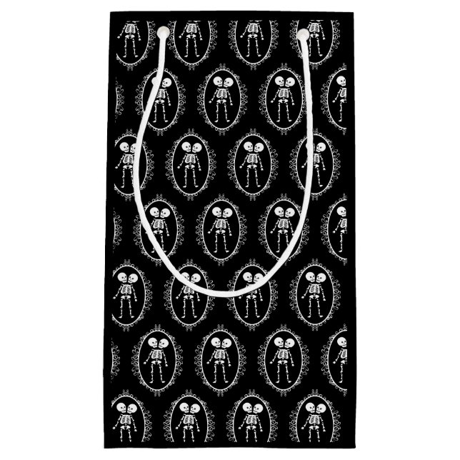Siamese Twins Skeleton Goth Small Gift Bag (Front)