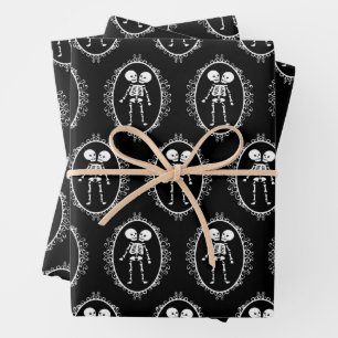 Siamese Twins Skeleton Wrapping Paper Sheets