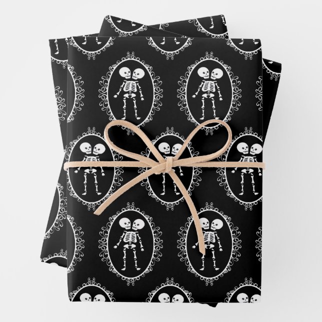 Siamese Twins Skeleton Wrapping Paper Sheets (In situ)