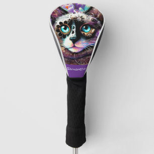 Siamese White Kitty Cat Crocus Floral Personalized Golf Head Cover