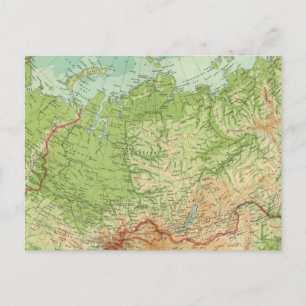 Siberia map with shipping routes postcard