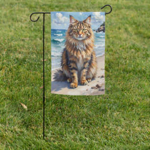 Siberian Cat Beach Dog Art Garden Flag