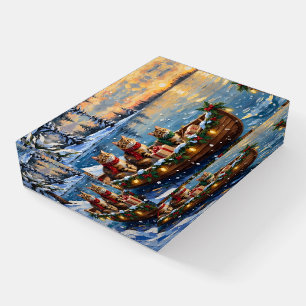 Siberian Cat Christmas Boat Holiday Paperweight