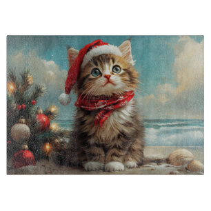 Siberian Cat Christmas Vintage Beach Cutting Board