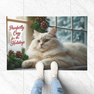 Siberian Cat Festive Holiday Christmas Doormat
