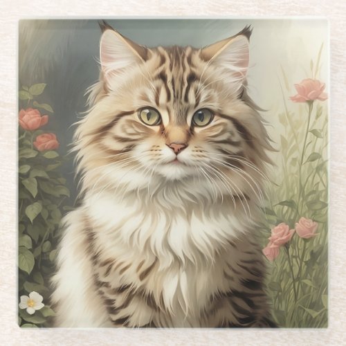 Siberian Cat Glass Coaster