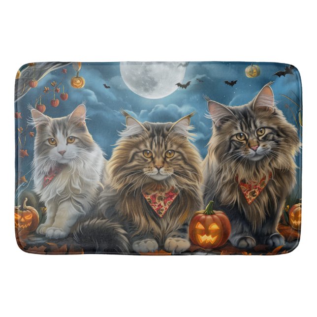 Siberian Cat Halloween Spooky  Bath Mat (Front)