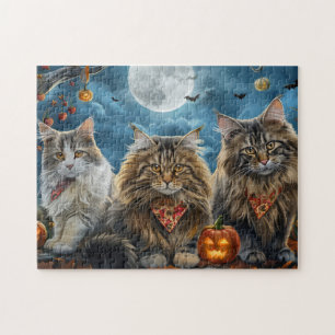 Siberian Cat Halloween Spooky Jigsaw Puzzle