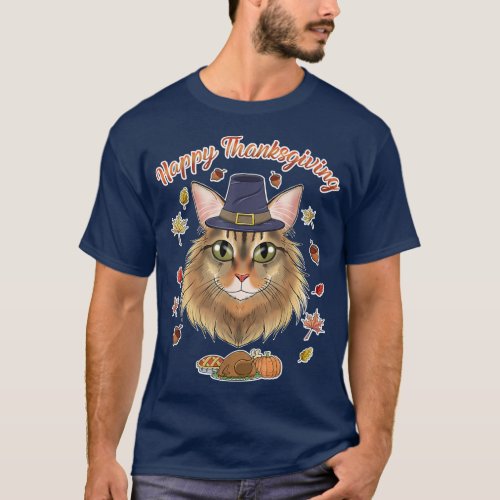 Siberian Cat Lover I Happy Thanksgiving  T_Shirt