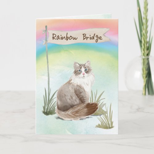Siberian Cat Pet Sympathy Over Rainbow Bridge Card