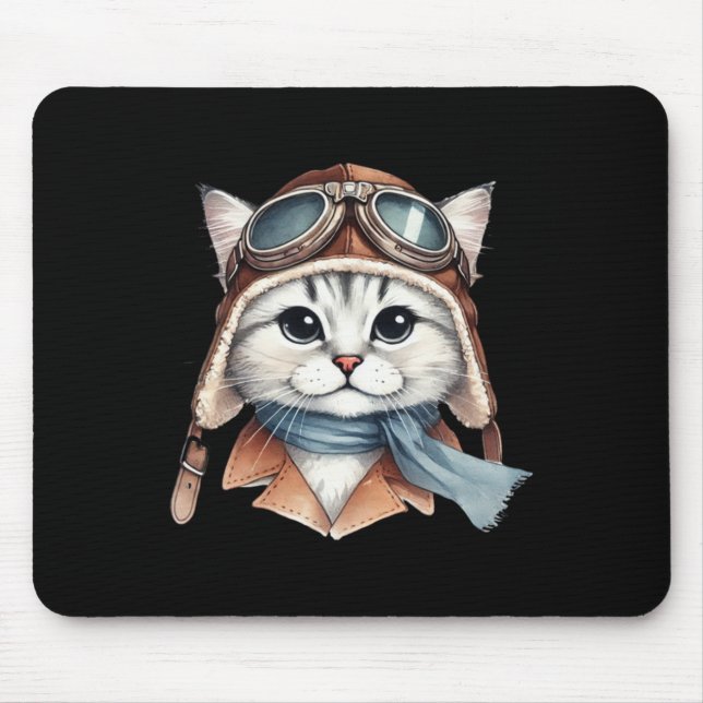 Siberian Cat Pilot Sticker  Mouse Pad (Front)