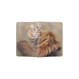 Siberian cat portrait art oil passport holder
