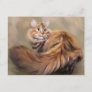 Siberian cat portrait art oil postcard