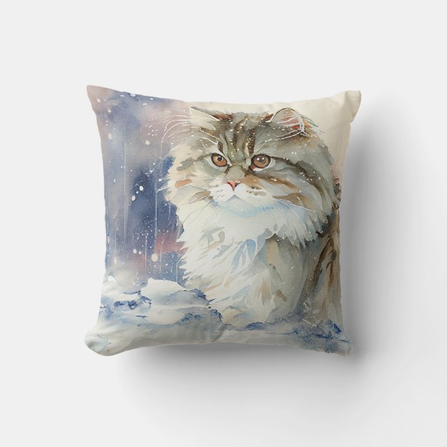 Siberian Cat Throw Pillow (Front)