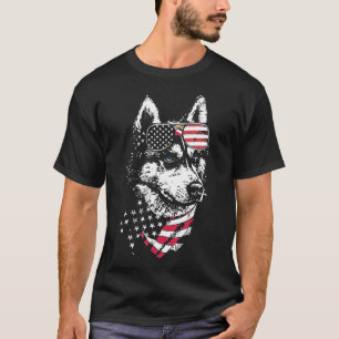 Siberian Husky 4th of July America USA Flag Patrio T-Shirt