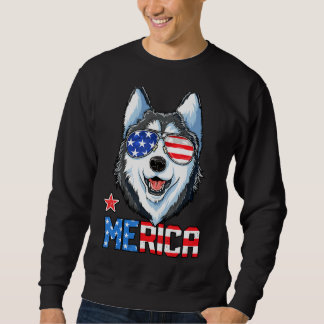 Siberian Husky 4th Of July Merica Men Women Americ Sweatshirt