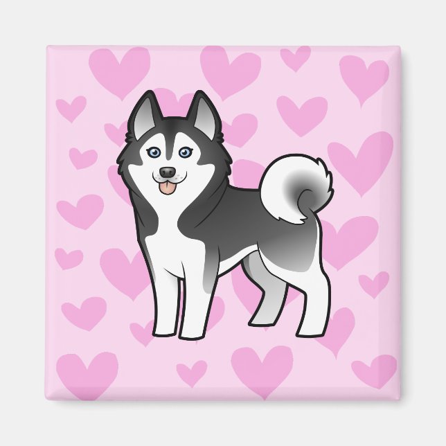 Siberian Husky / Alaskan Malamute Love Magnet (Front)