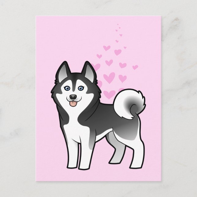 Siberian Husky / Alaskan Malamute Love Postcard (Front)