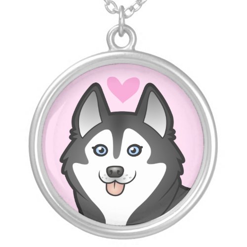 Siberian Husky  Alaskan Malamute Love Silver Plated Necklace