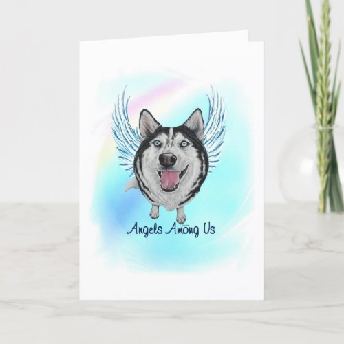 Siberian Husky Angel Dog Pet Loss Sympathy Card