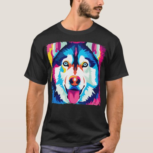 Siberian Husky Art Dog Lover Gifts T_Shirt