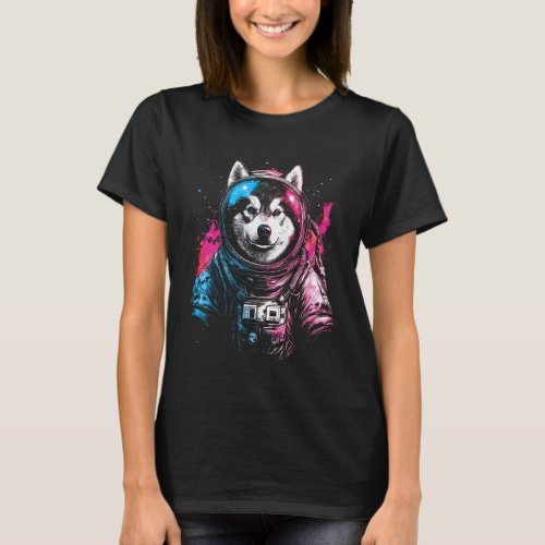 Siberian Husky Astronaut Space Suit Funny Dog Meme T-Shirt