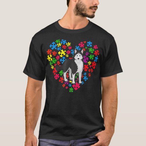 Siberian Husky Autism Awareness Gifts For and Dad7 T_Shirt