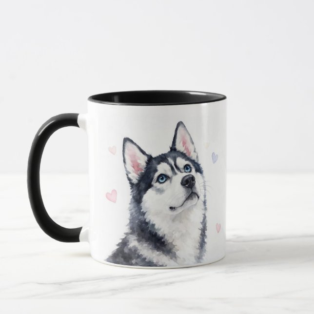 Siberian Husky Beautiful Hearts Coffee Mug (Left)