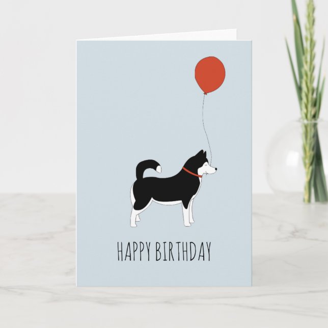 Siberian Husky Birthday Card (Front)
